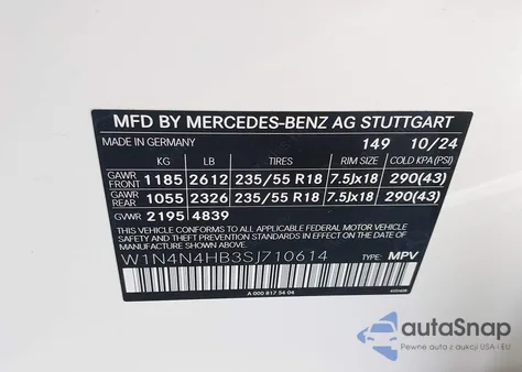 2025 Mercedes-Benz Gla 250 4Matic из США, поврежденный, VIN W1N4N4HB3SJ710614